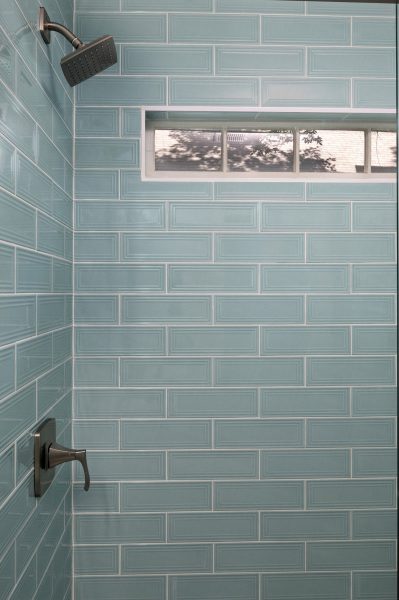 bathroom remodel with blue tile